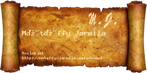 Mátéffy Jarmila névjegykártya